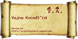 Vajna Kocsárd névjegykártya
